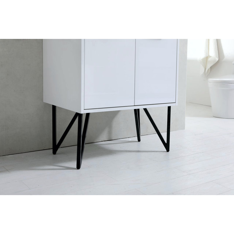 Ensemble de meuble-lavabo simple 30 po avec miroir Almaraz, Blanc brillant