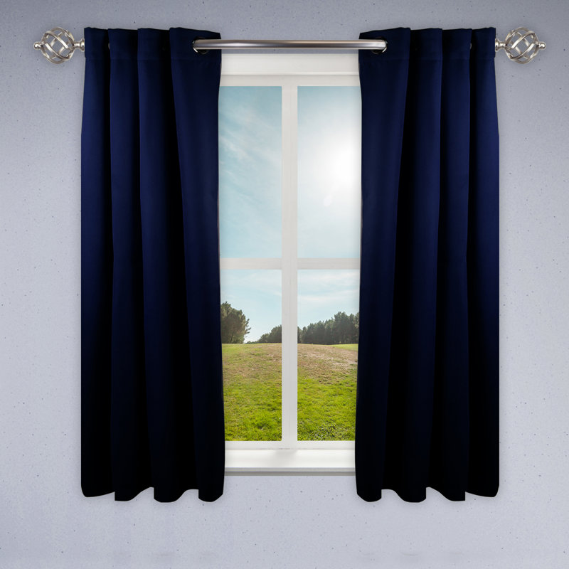 Polanco Room Darkening Curtain Single Panel, Dark Blue, 52" x 96"