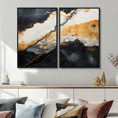 Minimalisme chrome blanc et noir Poteries - Art moderne, impressions sur toile 2 panneaux