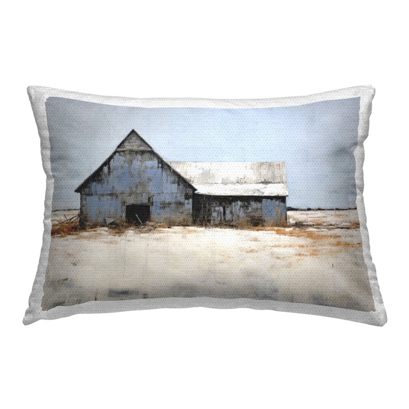 Coussin d'extérieur Country Barn in Winter par Ray Powers