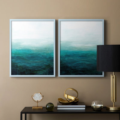 «Drifting Sea I», reproduction encadrée de qualité supérieure - prête à être accrochée - aucun clou requis - aucun clou requis