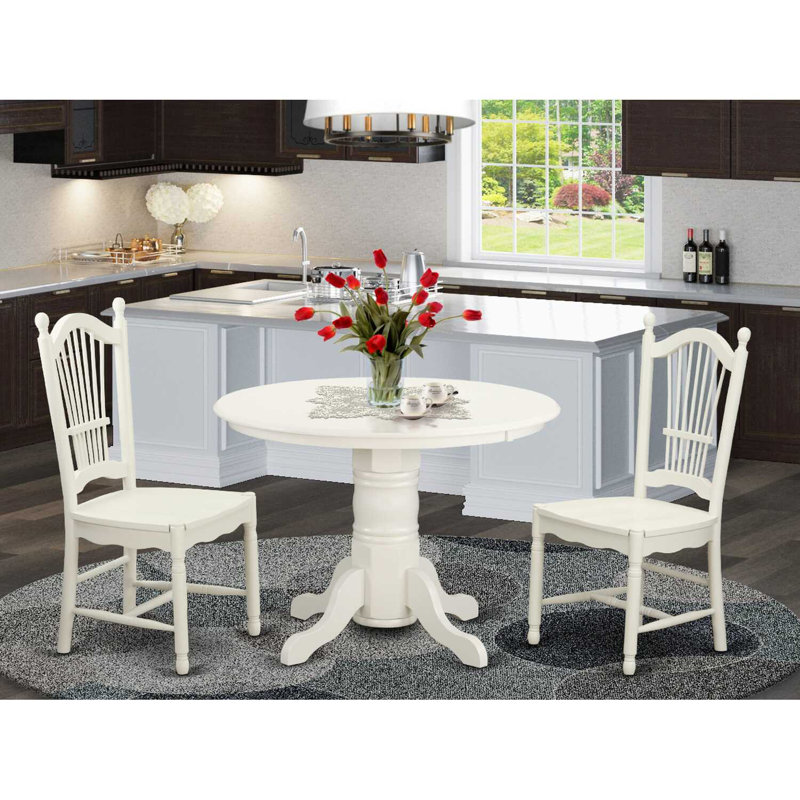 Plateau en bois massif babeurre et cerisier - Ensemble de salle à manger - Sièges, 3 pièces: 1 table, 2 chaises