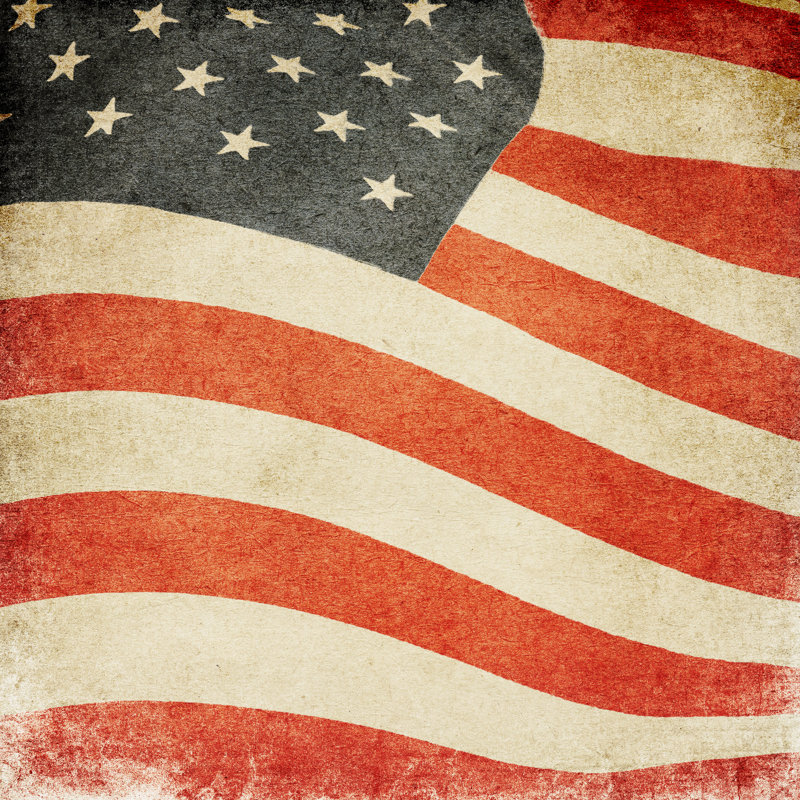 American Flag 1 Piece Wrapped Canvas Wall Art, 51cm H x 51cm W x 3.8cm D