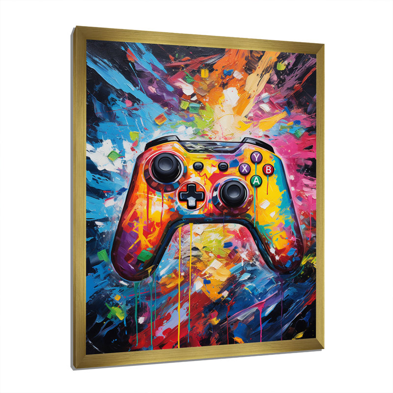 Coloré jeu vidéo rétro - art mural jeux vidéo, Cadre doré à une seule photo, H 32 po x l 24 po x P 1 po
