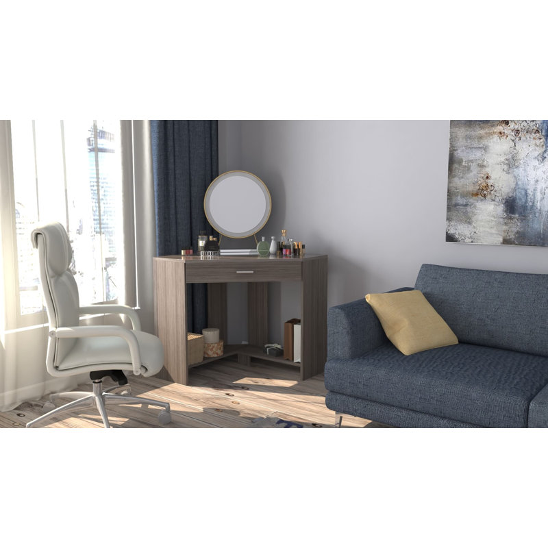Botakoz Corner Computer Desk, Brown