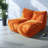 Compression Sofas, Orange Corduroy Compact Modern Beanbag Couch for Home