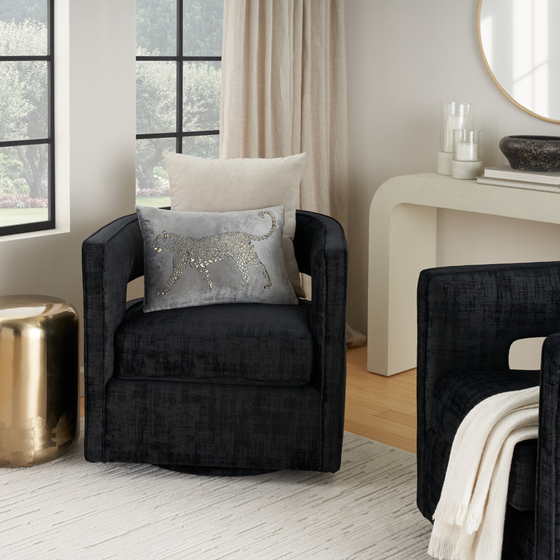 Sofia Metallic Leopard Dark Grey and Gold Throw Pillow