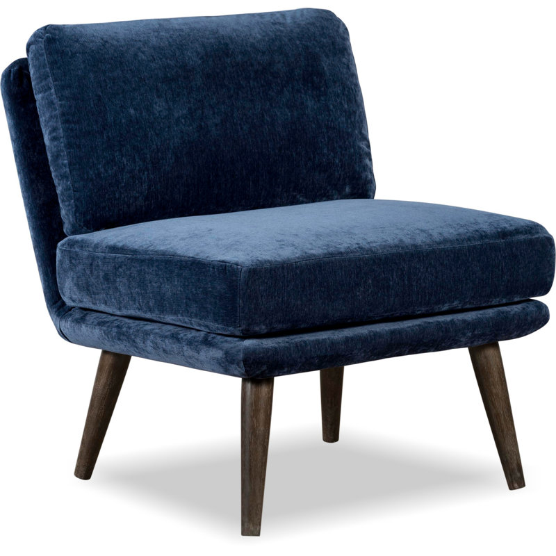 Fauteuil d'appoint sans accoudoirs Tommy Hilfiger Pelham, Mélange de lin concassé bleu marine
