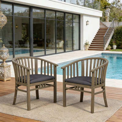 Outdoor Wooden Chairs Set With Cushions