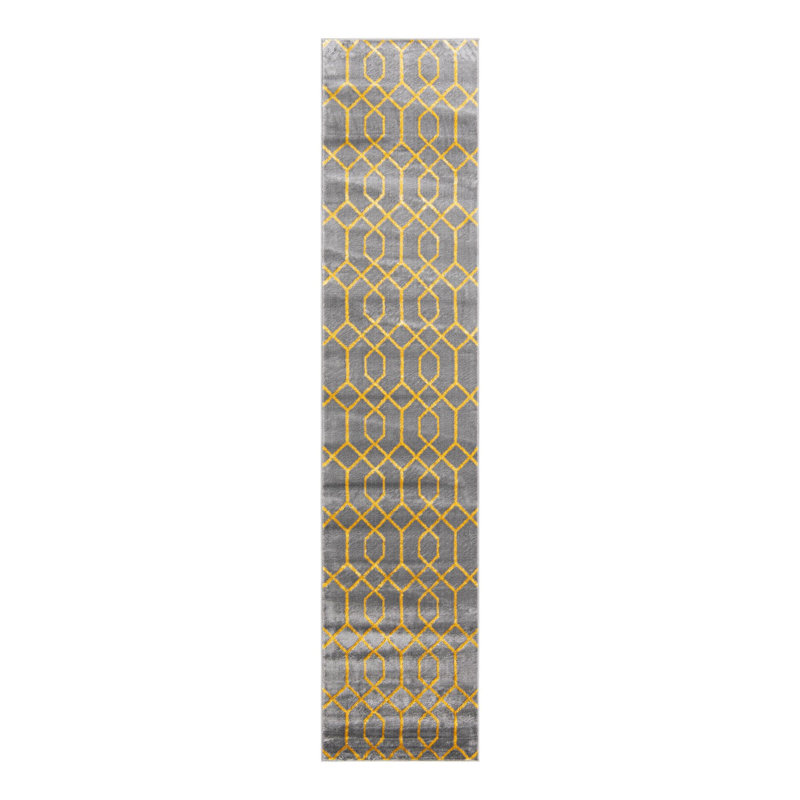 Glam Gray/Gold Area Rug, Runner 2'7" x 12'