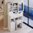 29.2" Small Size Left Drawer Desktop Vanity Table + Cushioned Stool, 2 AC+2 USB Power Station, Hair Dryer Bracket, Extra Large Touch Control Sliding LED Mirror, Tri-Color Switching, Brightness Adjust, Makeup Vanity-1167825462