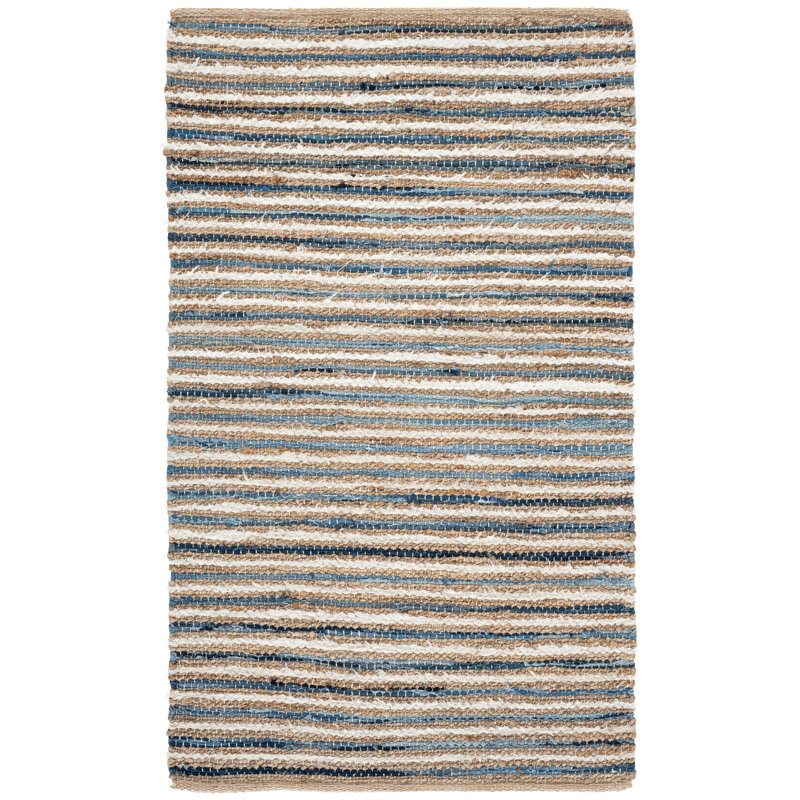 Tapis rayé en jute / toile / coton Karlen, Rectangle 3 pi x 5 pi