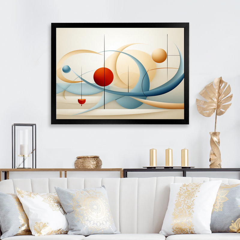 «Red Moon Retro Celestial Landscape I», reproduction sur toile, Cadre simple argenté, H 34 po x l 44 po x P 1,5 po