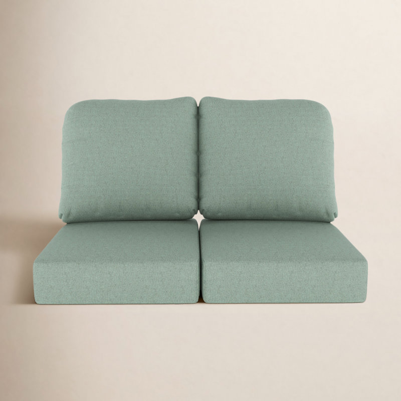 Amala Sunbrella® Indoor/Outdoor Loveseat Cushion, Canvas Spa Sunbrella® Canvas