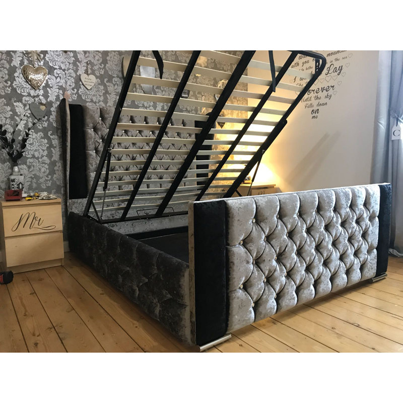 Breanna Upholstered Bed, Silver/Black, Super King (6')