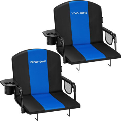 2 Pack Portable Stadium Seats with Back Support, Cup Holder