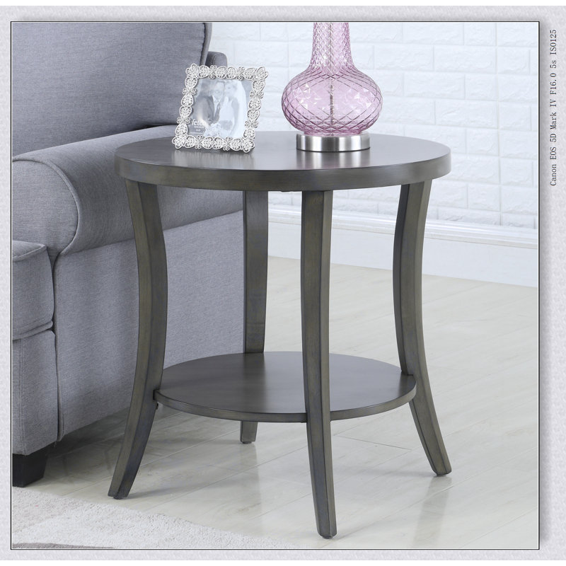 Table de bout à tablette ovale contemporaine Perth, gris