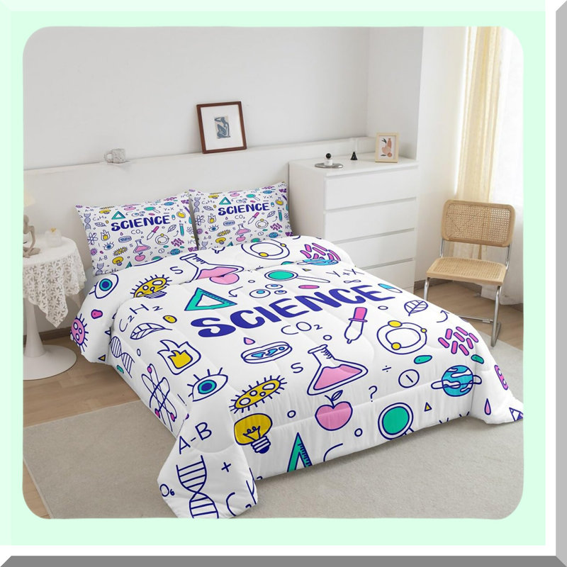 Equation Elegance Queen Comforter Set - Math & Science Themed Bedding for School Dorm Room Decor. Featuring Geometry & Mathematics Formulas.