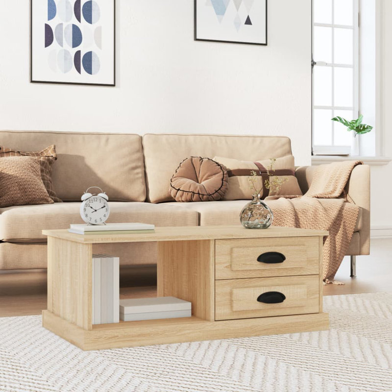 Templeville Floor Shelf Coffee Table with Storage, Sonoma Oak