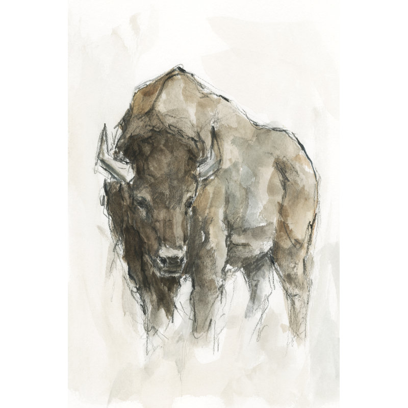«American Buffalo II» par Ethan Harper - reproduction d'art sur toile tendue, H 12 po x l 8 po