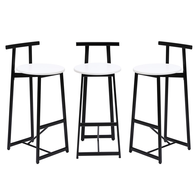 3 comptoir en métal avec dossier, ergonomique et stable, comptoir noir et blanc de 3 pieds de 27 po de hauteur