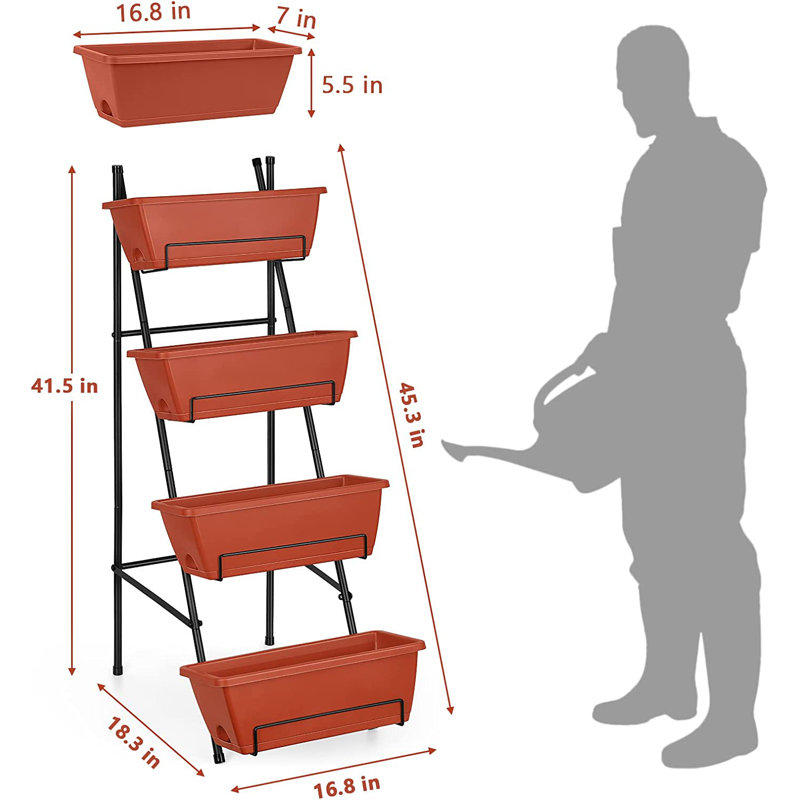 Jardin vertical en plastique ABS, Rouge, H 41,5 po x l 16,8 po x P 18,3 po
