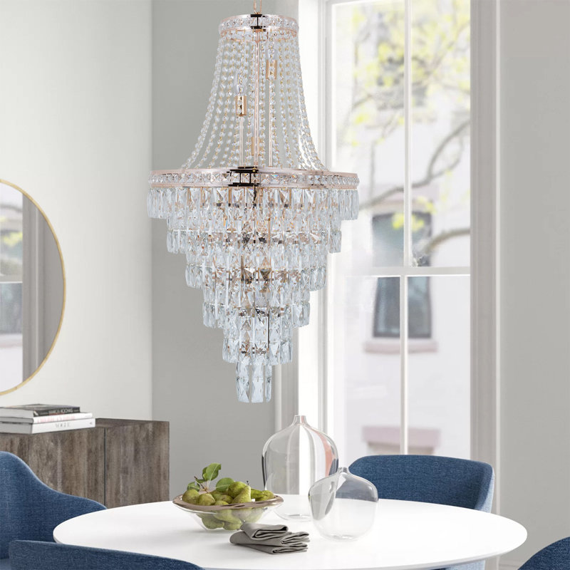 Lustre réglable en cristal avec chaîne suspendue