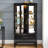 2 Door Wine Cabinet With Integrated Lighting System, Adjustable Shelves, Black Finish, Hidden Drawer And Mirrored Back - Create A Captivating Display Curio Lighting, Finish Storage