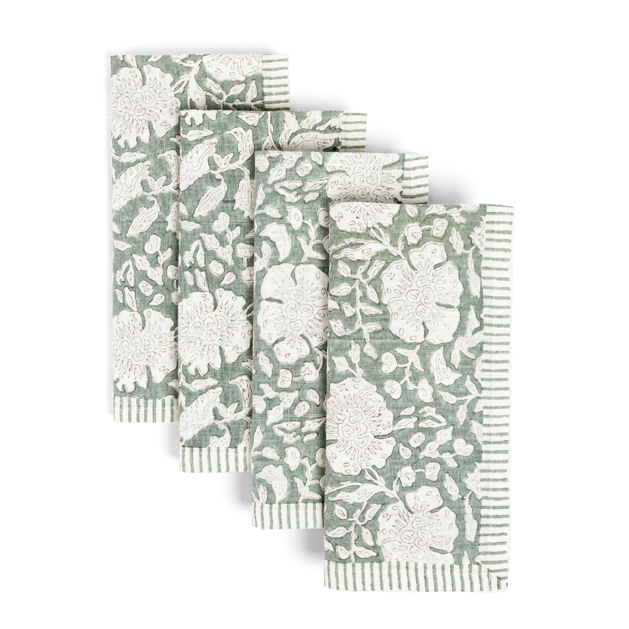 Hand-Blocked Printed Cotton Cloth Napkins Set of 4 | Wayfair