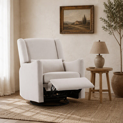 Spacious Wide Wingback Swivel Rocker Recliner Chair with Gliding Function, Ideal for Nursery, Living Room and Bedroom Relaxation