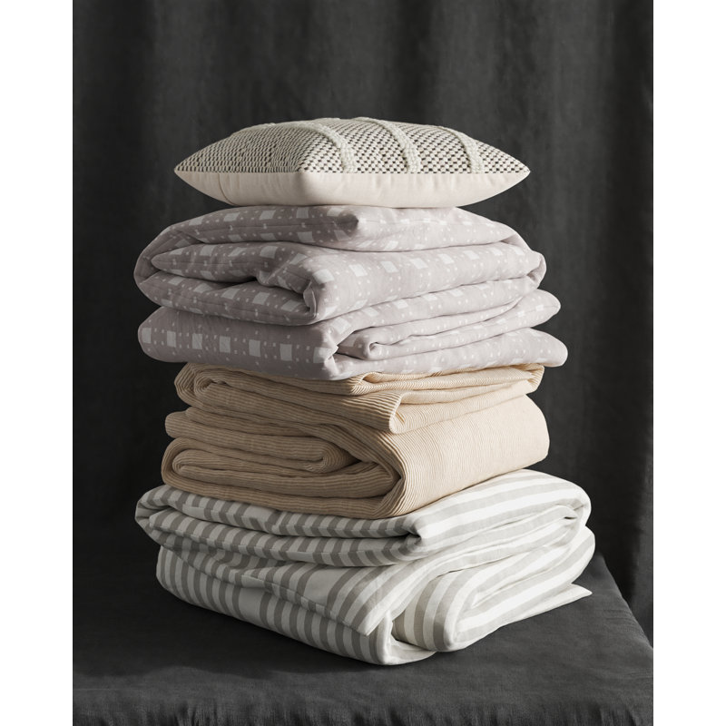 Sefarina Striped Cotton Blend Throw Pillow, 22" H x 22" W, Down