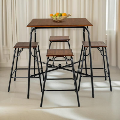 Nondus 5 - Person Dining Set, Rustic Industrial, Kitchen Table Chair Furniture