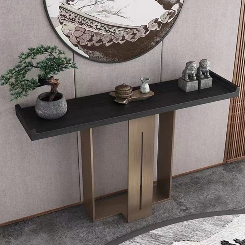 Nouvelle table d'entrée en acier inoxydable de style chinois, H 33,4 po x l 47,2 po x P 13,7 po