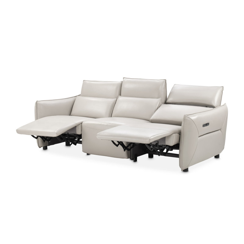 Mia Bella 94.5'' Recessed Arm Reclining Loveseat, Light Gray