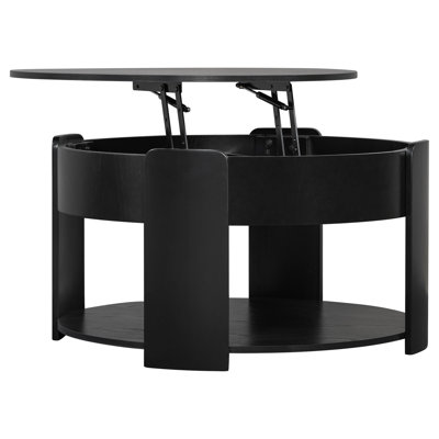 Lumi Small Round Lift Top Coffee Table with Storage for Small Space