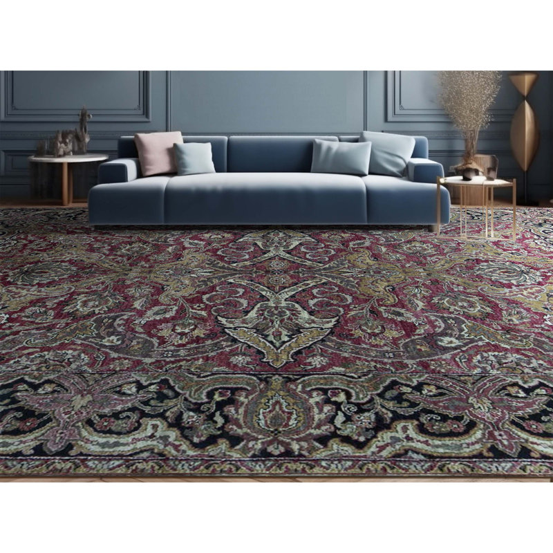 Suruchi Wool Oriental Area Rug in Purple/Black