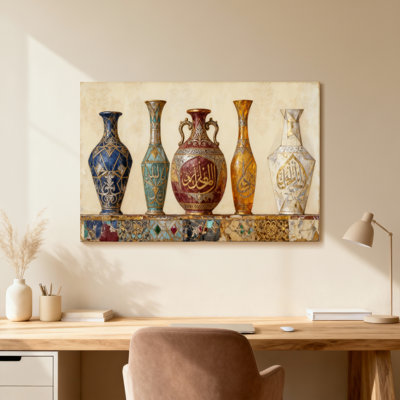 Motif de vases de calligraphie arabe