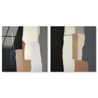 Neutral Passageways Pair Acrylic Print Gold Wall Art Set by Art Remedy, Ready to Hang, 16 x 16