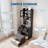 3 in 1 Vanity Desk with LED Light, Tall Makeup Vanity Set with 2 AC Outlets & USB-c, Dressing Table with Drawers & Acrylic Doors, Nightstand Vanity Mirror, Jewelry Box, Cushioned Chair, Black