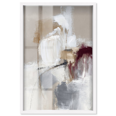 Deep Sanguine III Shadowbox Print Minimalist Wall Art by Art Remedy, White Frame, 30 x 45