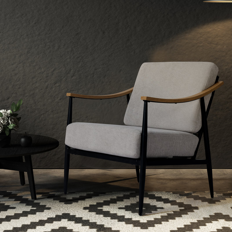Fauteuil de lecture moderne 26 po Mid-Century, Gris
