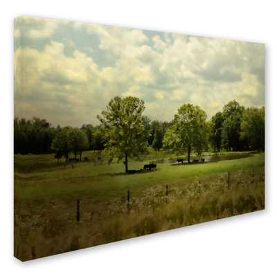 Vidur «Cattle Pond in Summer», reproduction de photo sur toile tendue