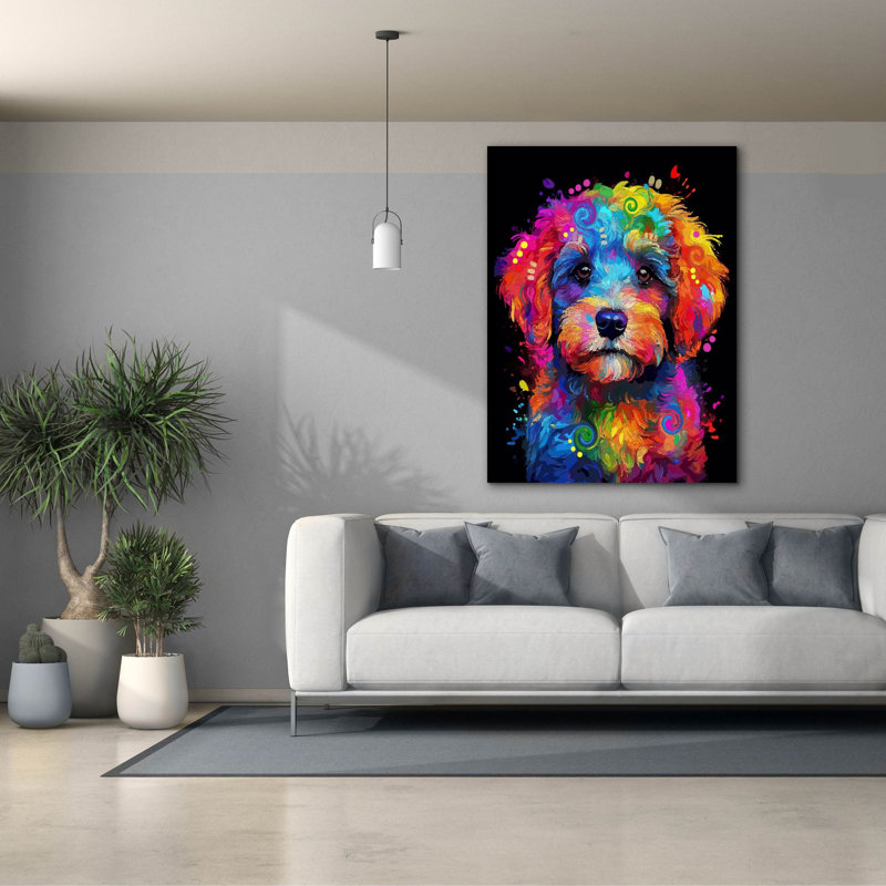 Toile épique «Doodle Pup» par Dean Russo, graffiti épique, 40 po x 54 po