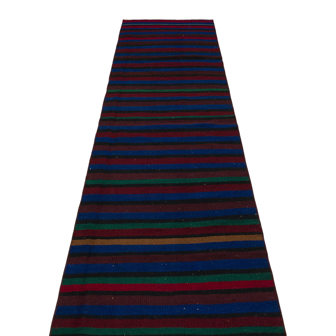 Girit Purple Striped Wool Handmade Area Rug