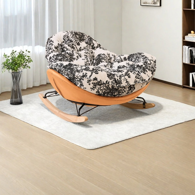 Chaise berçante ergonomique en chenille, Noir / Orange