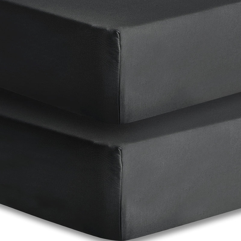 Drap-housse en microfibre Cuadrado, Drap-housse pour lit double, Gris foncé