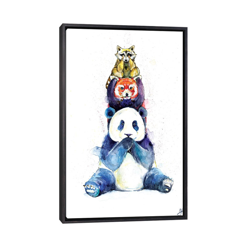 Décoration murale pour enfants Pandamium, H 60 po x l 40po x P 1,5 po, Toile avec cadre noir patiné