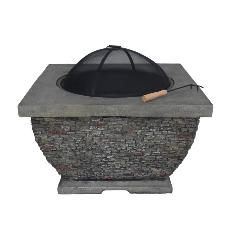 Charlotta Square Concrete Wood Burning Fire Pit