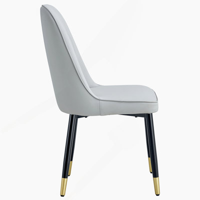 Light Gray Dining Chairs And Living Room Chairs. PU Material And Metal Legs, Suitable For Kitchen