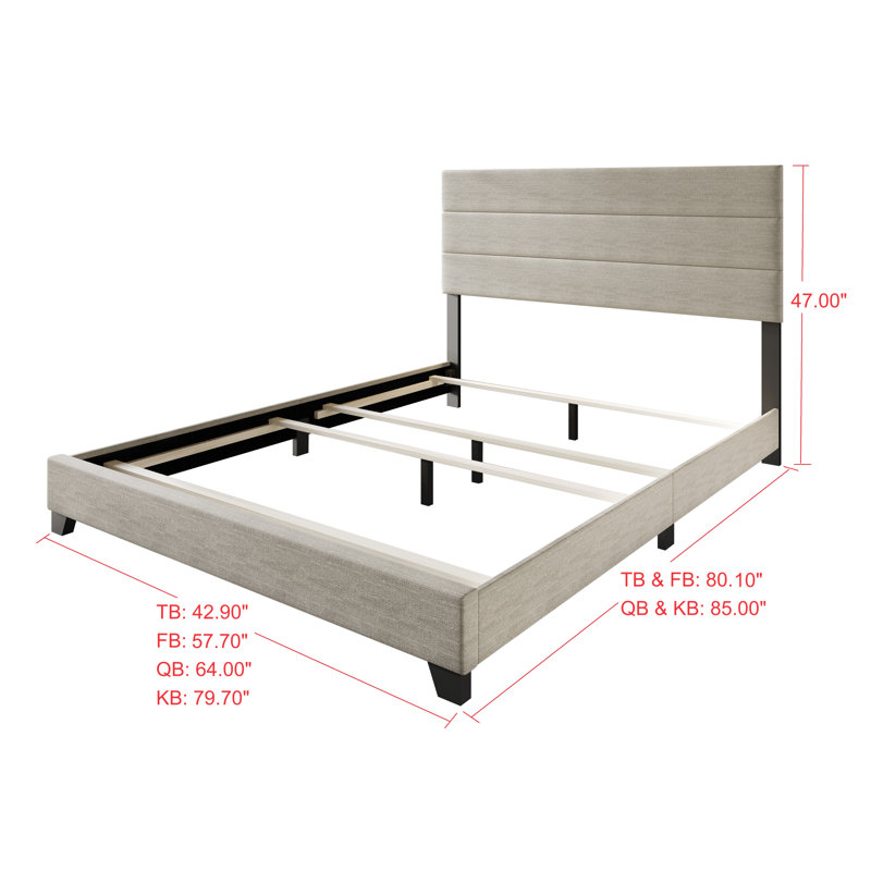 Lit tapissier standard, Double, Gris chaleureux